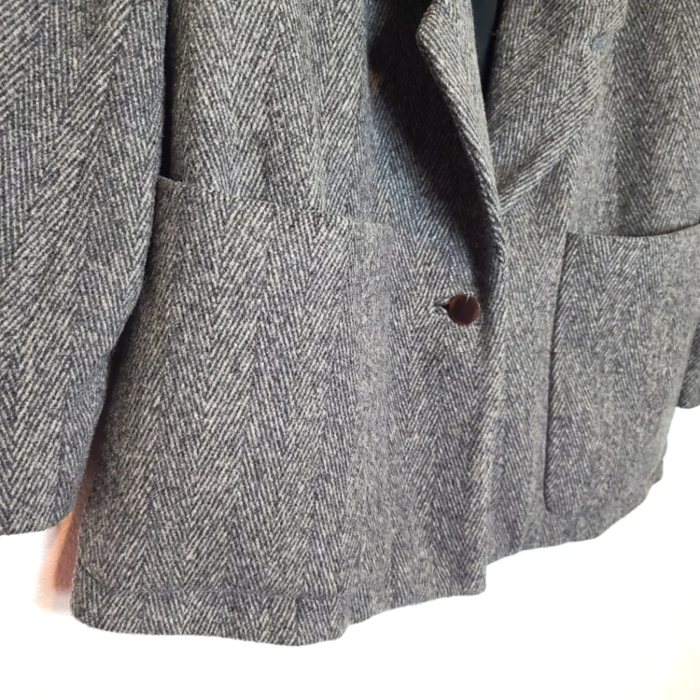 Rachel Comey Loveless Wool Blend Herringbone Blazer Gray Size 4 - Picture 8 of 11